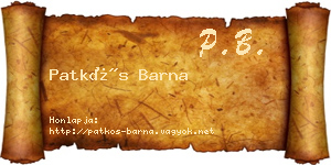 Patkós Barna névjegykártya